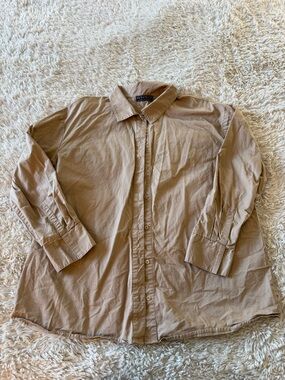 bagatelle Women’s Cotton Button Down in Beige Tan